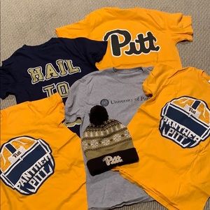 Lot of 5 university of Pittsburgh tees & Pom hat